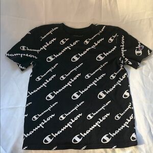 Champion Black and White All-Over Logo Tee